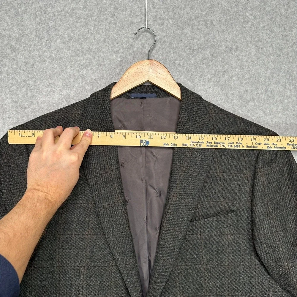 JOS A BANK Brr Comfort 46 XLong Wool Tweed Plaid Sport Coat Jacket Elbow Patches